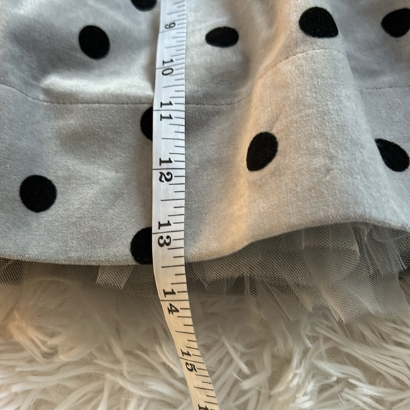 Benetton Class sz L 8/9 velour velvet black and gray polka dot skirt with tulle - Picture 6 of 11